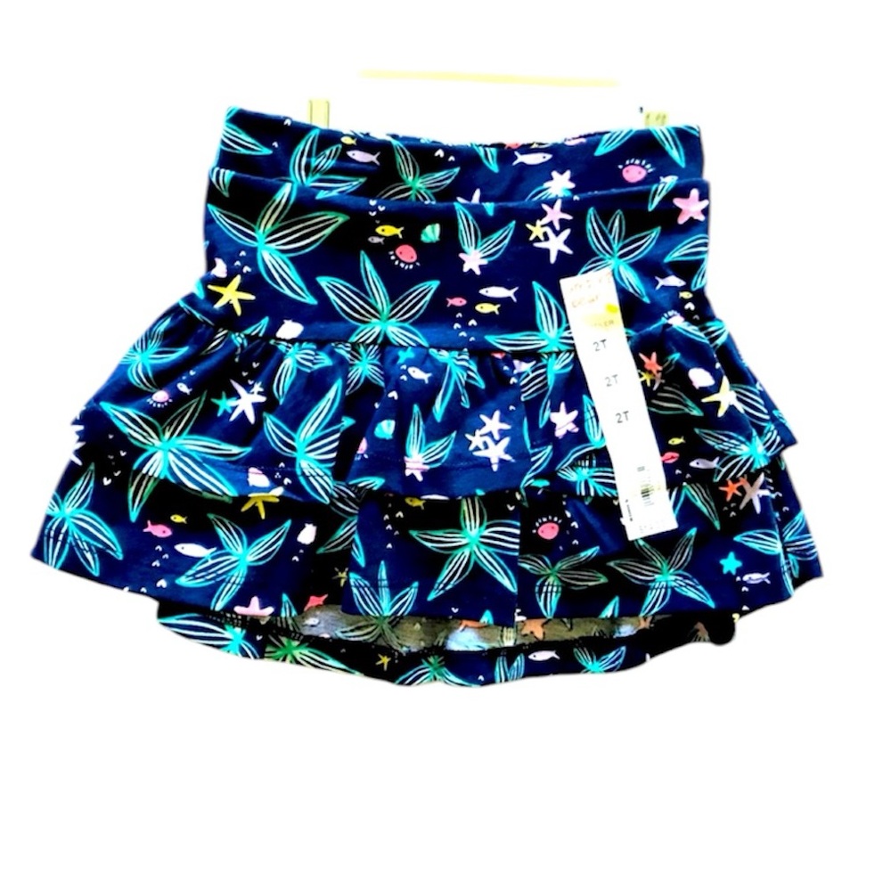 Girl’s Blue Skort Size 2T Starfish, Fish, Shells NEW WITH TAGS